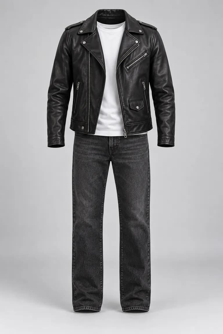 Leather & denim outfit
