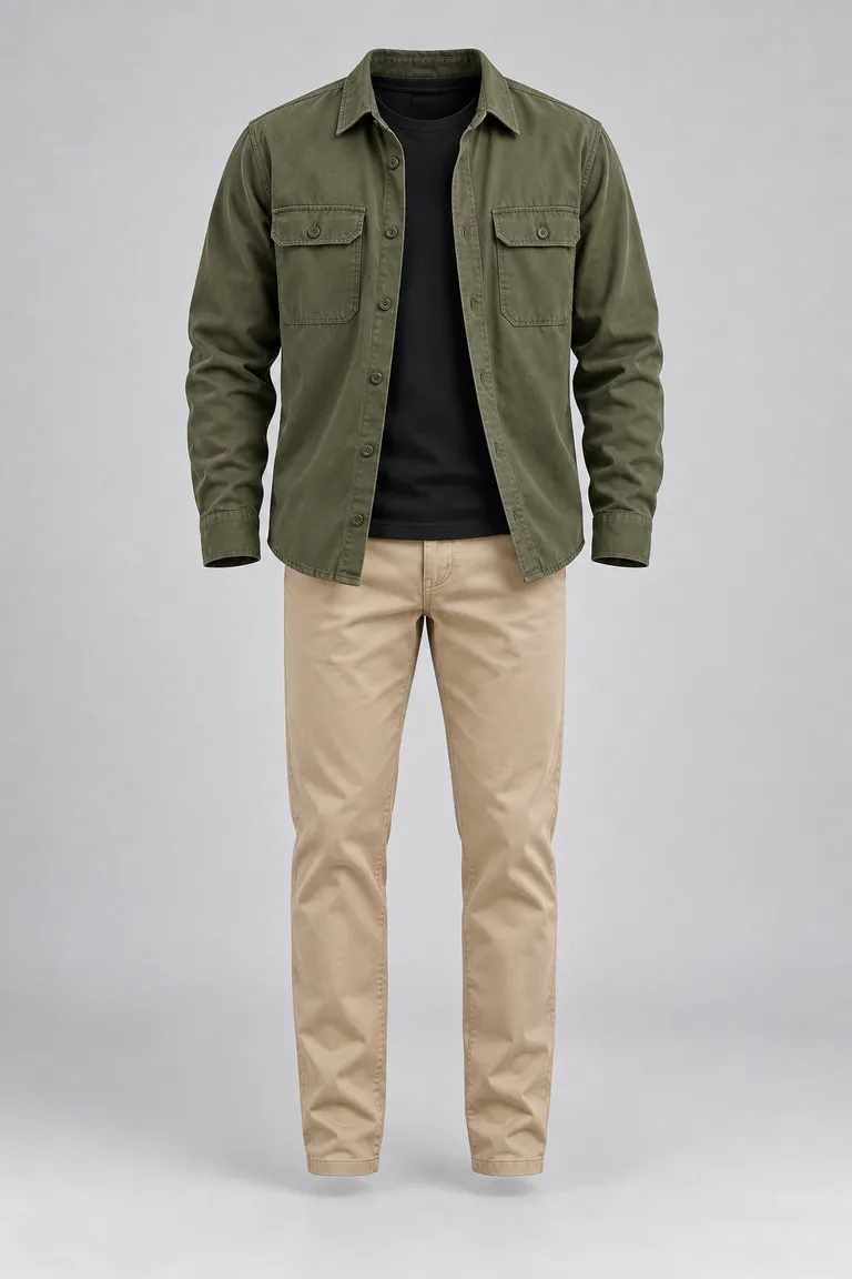 Overshirt & chinos outfit