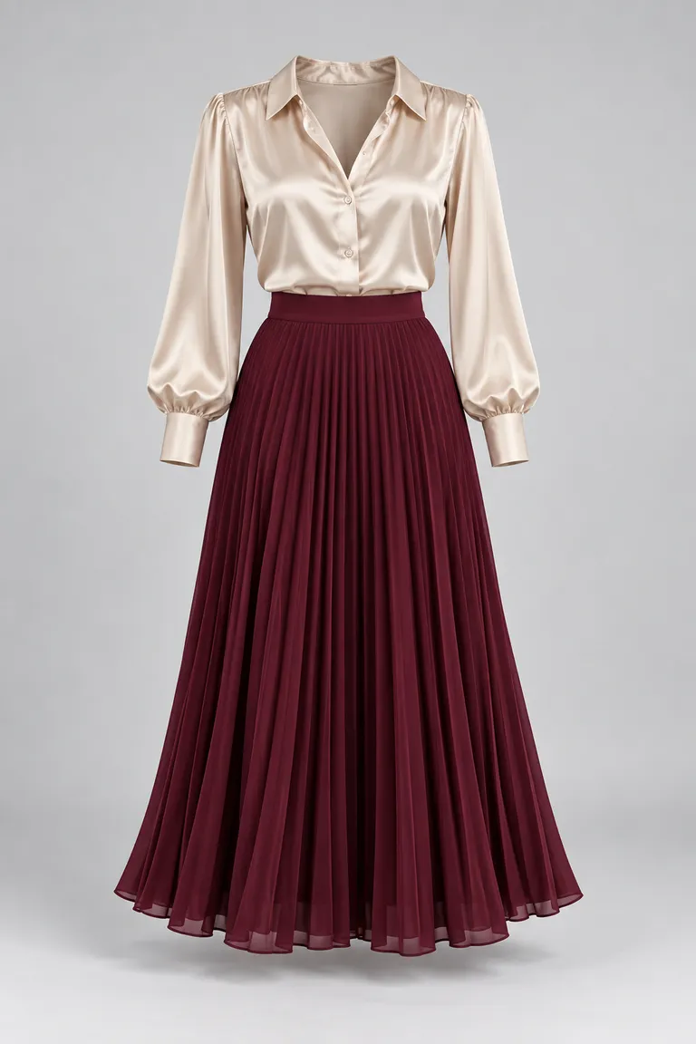 Satin & pleats outfit