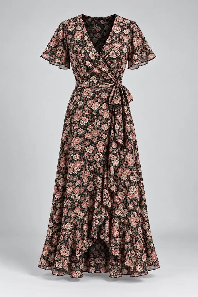 Floral wrap dress outfit
