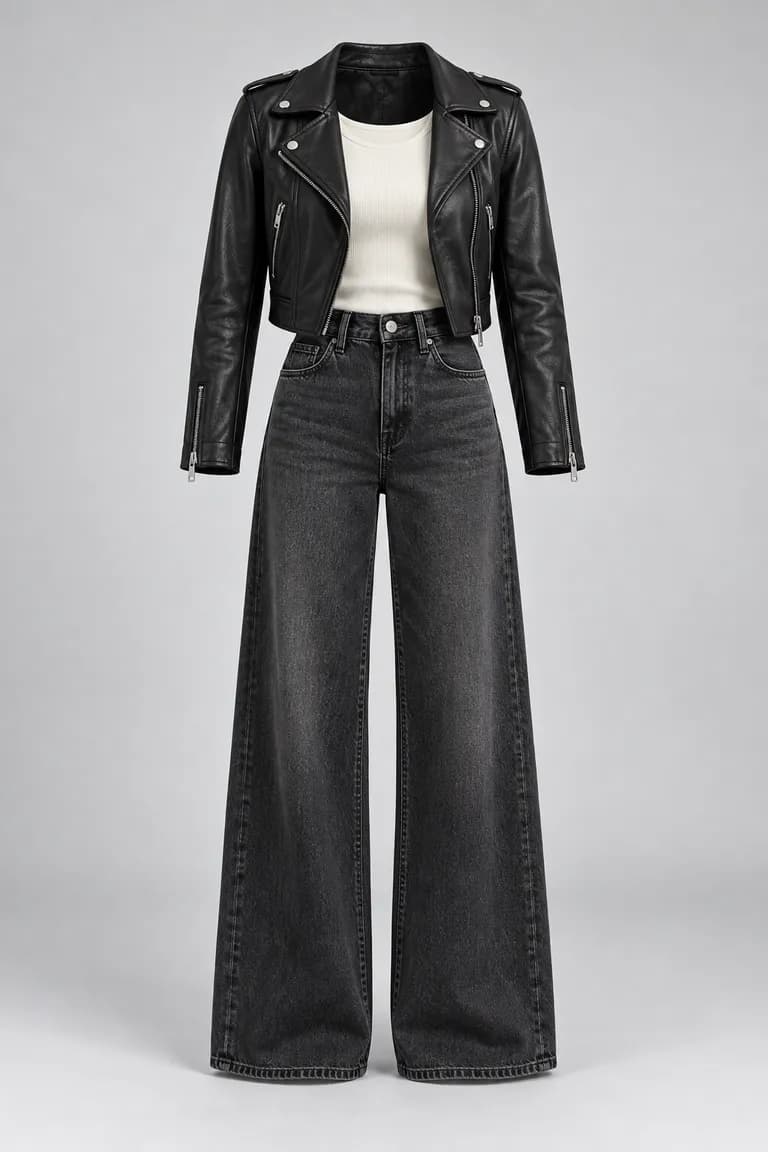 Leather & denim outfit