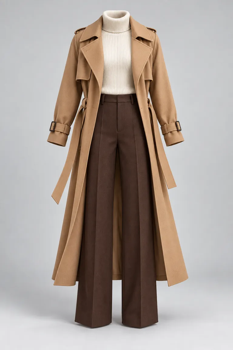 Camel trench outfit
