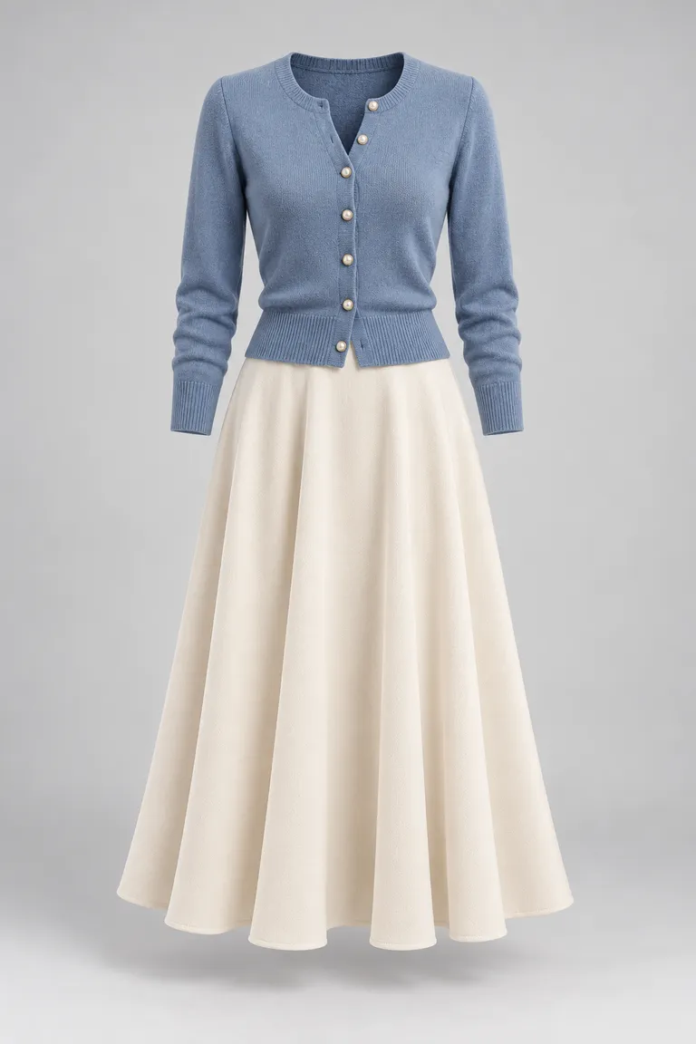 Cardigan & midi skirt outfit